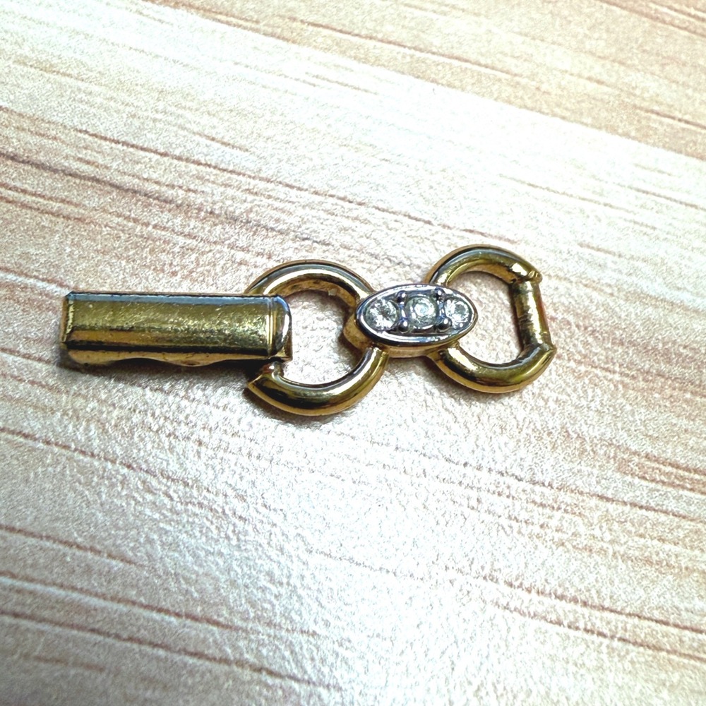 Swarovski Vintage Gold Tone Crystal Foldover Clasp Necklace Extender 1.25 Inch